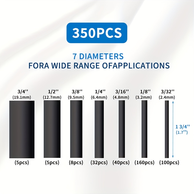 350PCS Heat shrink tubing in box