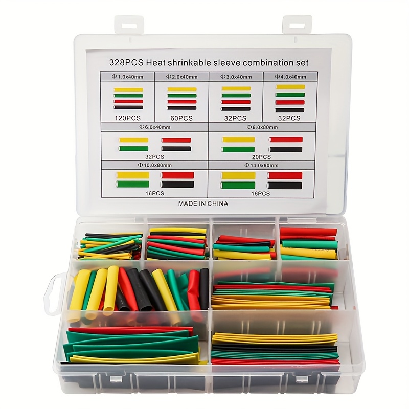 328PCS Heat shrink tubing in box
